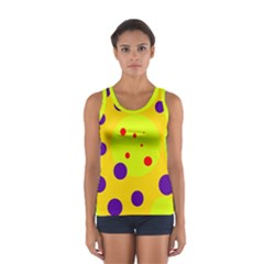 Yellow And Purple Dots Women s Sport Tank Top  by Valentinaart