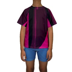 Pink And Black Lines Kid s Short Sleeve Swimwear by Valentinaart