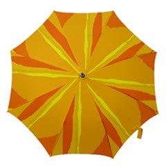 Yellow And Orange Lines Hook Handle Umbrellas (large) by Valentinaart