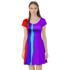 Colorful Decorative Lines Short Sleeve Skater Dress by Valentinaart