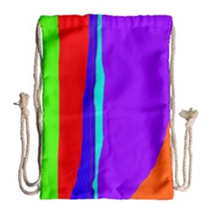 Colorful Decorative Lines Drawstring Bag (large) by Valentinaart