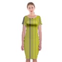 Green elegant lines Classic Short Sleeve Midi Dress View1