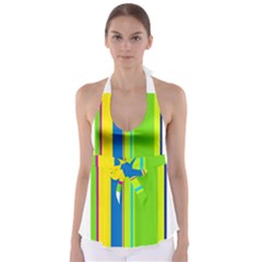 Colorful Lines Babydoll Tankini Top by Valentinaart