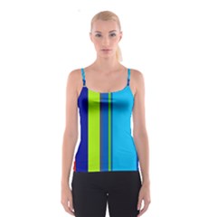 Blue And Green Lines Spaghetti Strap Top by Valentinaart