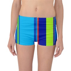 Blue And Green Lines Reversible Boyleg Bikini Bottoms by Valentinaart