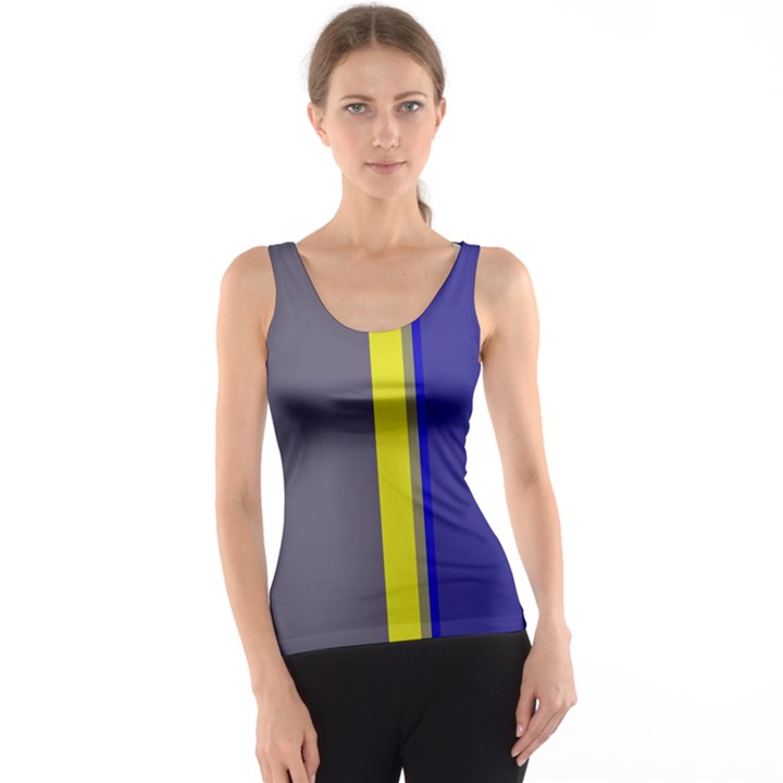 Blue and yellow lines Tank Top