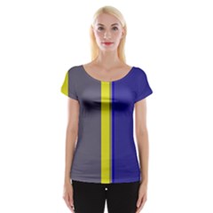 Blue And Yellow Lines Women s Cap Sleeve Top by Valentinaart