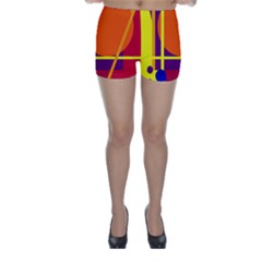 Orange Abstract Design Skinny Shorts by Valentinaart