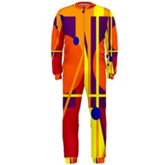 Orange Abstract Design Onepiece Jumpsuit (men)  by Valentinaart