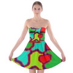 Colorful Abstract Design Strapless Dresses by Valentinaart