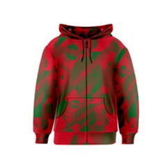 Red And Green Abstract Design Kids  Zipper Hoodie by Valentinaart