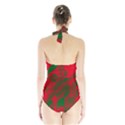 Red and green abstract design Halter Swimsuit View2