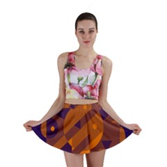 Blue And Orange Abstract Design Mini Skirt by Valentinaart