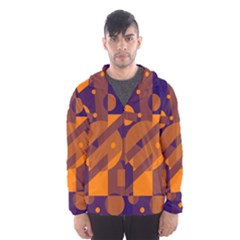 Blue And Orange Abstract Design Hooded Wind Breaker (men) by Valentinaart