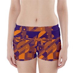 Blue And Orange Abstract Design Boyleg Bikini Wrap Bottoms