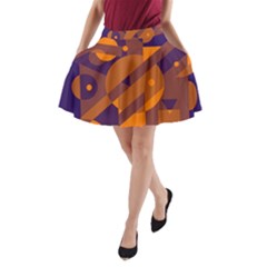 Blue And Orange Abstract Design A-line Pocket Skirt by Valentinaart