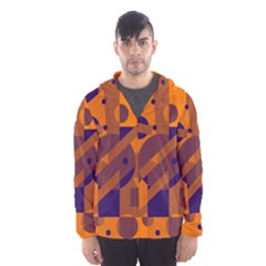 Orange And Blue Abstract Design Hooded Wind Breaker (men) by Valentinaart