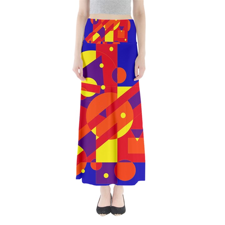 Blue and orange abstract design Maxi Skirts