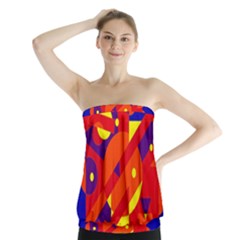 Blue And Orange Abstract Design Strapless Top by Valentinaart