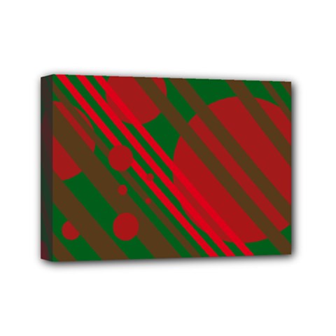 Red and green abstract design Mini Canvas 7  x 5 