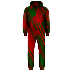 Red and green abstract design Hooded Jumpsuit (Men) 