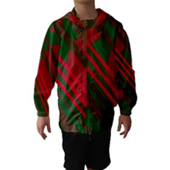 Red and green abstract design Hooded Wind Breaker (Kids)