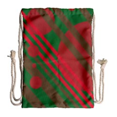 Red and green abstract design Drawstring Bag (Large)