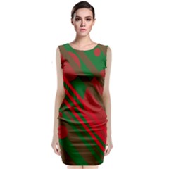 Red and green abstract design Classic Sleeveless Midi Dress