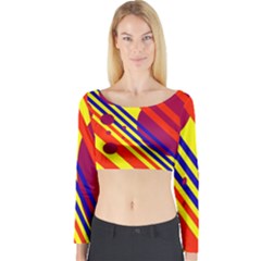 Hot Circles And Lines Long Sleeve Crop Top by Valentinaart