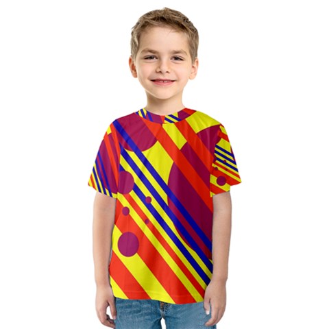 Hot Circles And Lines Kid s Sport Mesh Tee by Valentinaart