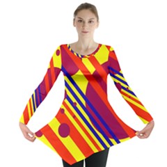 Hot Circles And Lines Long Sleeve Tunic  by Valentinaart