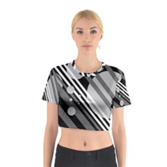 Gray Lines And Circles Cotton Crop Top by Valentinaart