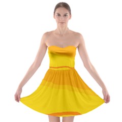 Yellow Decorative Design Strapless Dresses by Valentinaart