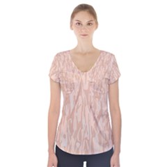 Pink Pattern Short Sleeve Front Detail Top by Valentinaart