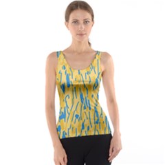 Yellow And Blue Pattern Tank Top by Valentinaart
