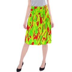 Green And Red Pattern Midi Beach Skirt by Valentinaart