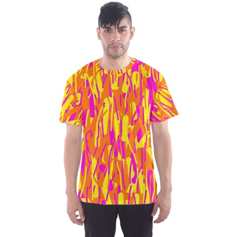 Pink And Yellow Pattern Men s Sport Mesh Tee by Valentinaart