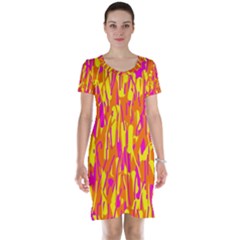 Pink And Yellow Pattern Short Sleeve Nightdress by Valentinaart