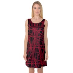 Black And Red Pattern Sleeveless Satin Nightdress