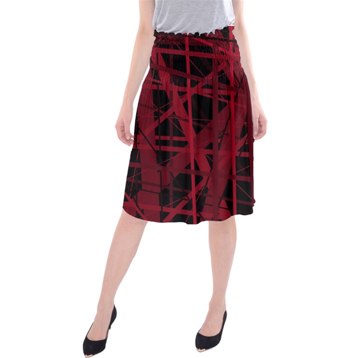 Black and red pattern Midi Beach Skirt