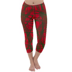 Red Pattern Capri Winter Leggings  by Valentinaart