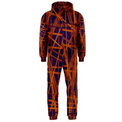 Blue And Orange Pattern Hooded Jumpsuit (men)  by Valentinaart