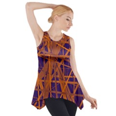 Blue And Orange Pattern Side Drop Tank Tunic by Valentinaart