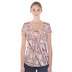 Brown Pattern Short Sleeve Front Detail Top by Valentinaart