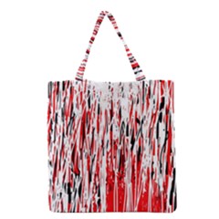 Red, Black And White Pattern Grocery Tote Bag