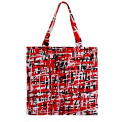 Red, White And Black Pattern Zipper Grocery Tote Bag by Valentinaart