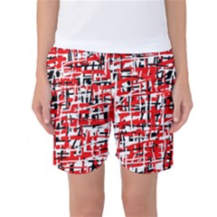 Red, White And Black Pattern Women s Basketball Shorts by Valentinaart