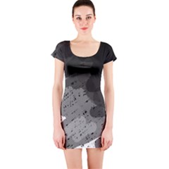 Black And Gray Pattern Short Sleeve Bodycon Dress