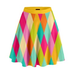 Harlequine Warmpastels Pattern High Waist Skirt