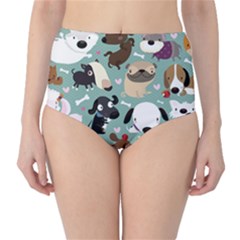 Dog Pattern High-waist Bikini Bottoms